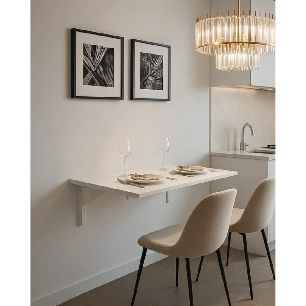 Mesa de Parede Retrátil Dobrável para Cozinha pequena MDF Quarto 100cm x 50cm