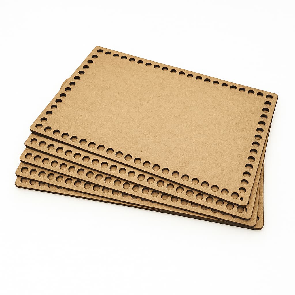 Kit 5 Base Retangular 30x40 cm MDF Cru para Cesto Crochê Fio de Malha
