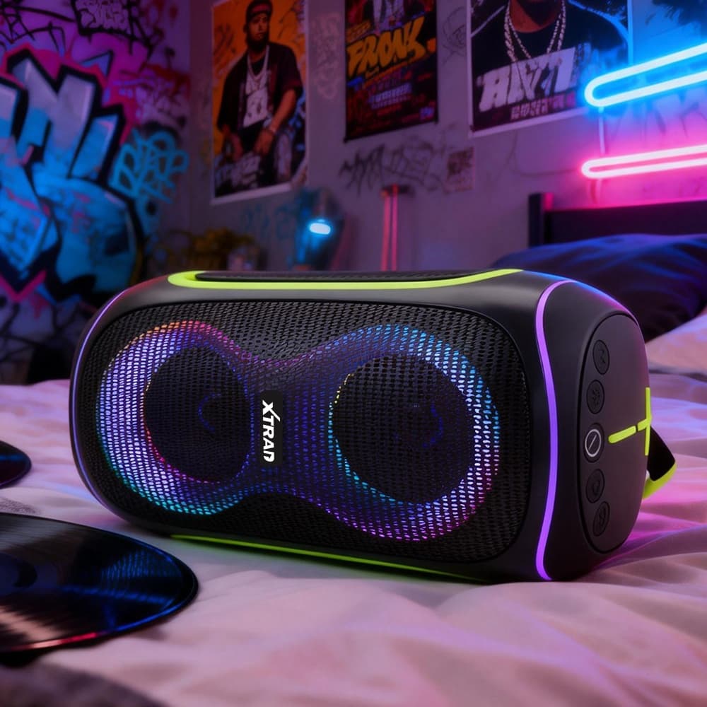 Caixa de Som Bluetooth Portátil Potente Multimídia com LED Longa Duração A Prova D'água XDG-205