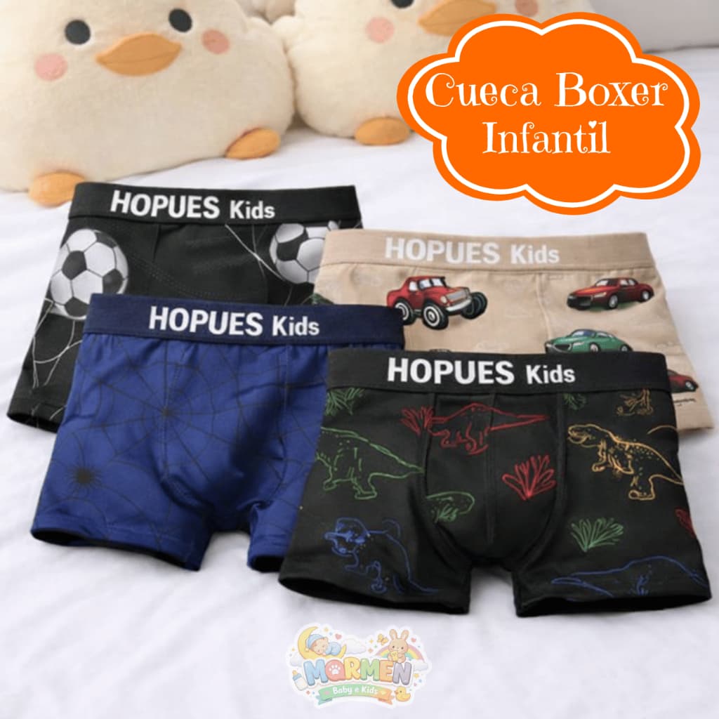 Kit 5 Cuecas Infantil Boxer Masculina Microfibra Estampadas