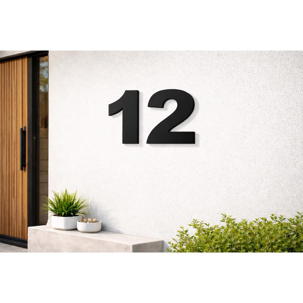 Kit 2 Numeros Residenciais / Comércio  / Fachadas Acrílico para Endereços 12cm - Acrilico Preto