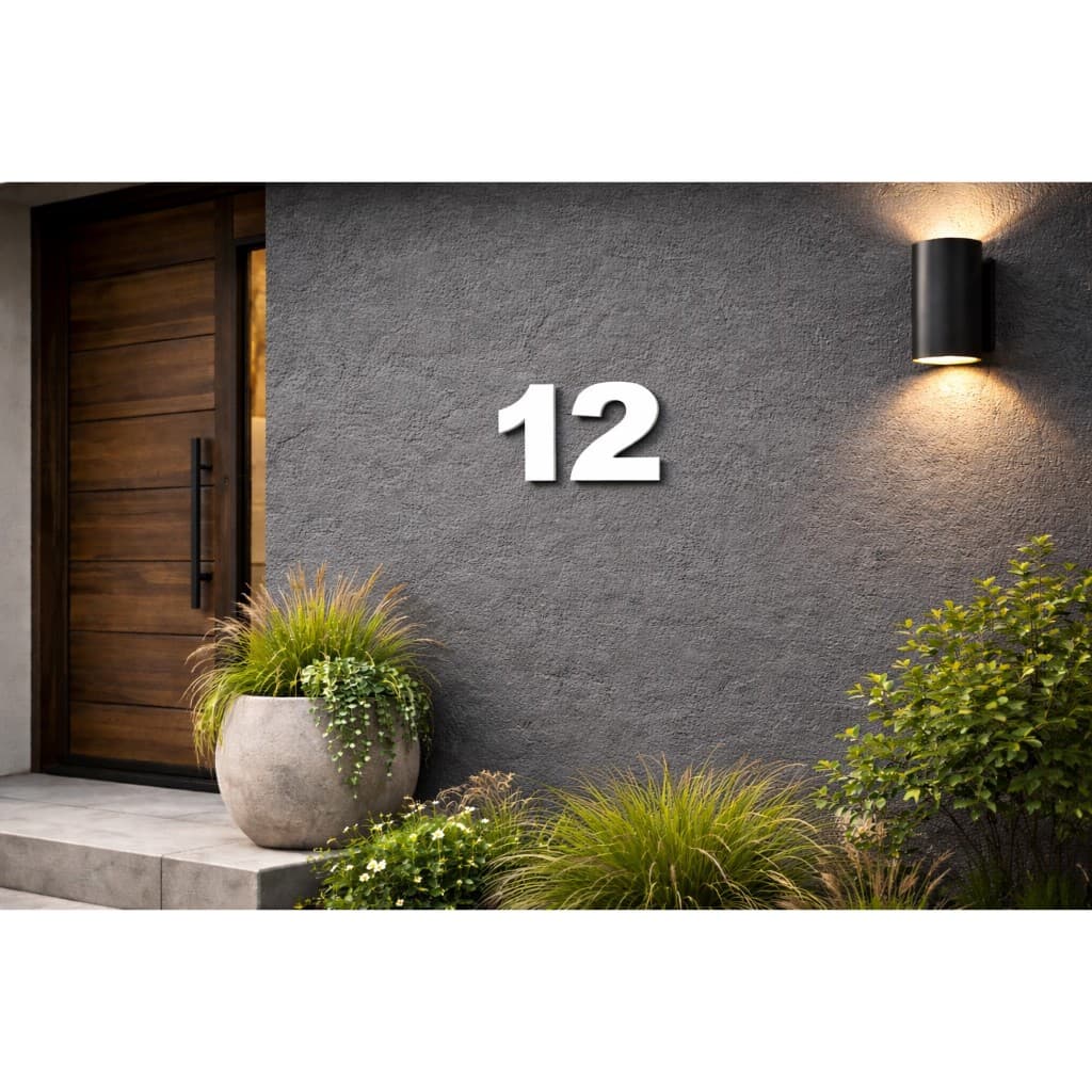 Kit 2 Numeros Residenciais / Comércio  / Fachadas Acrílico para Endereços 12cm - Acrilico Branco