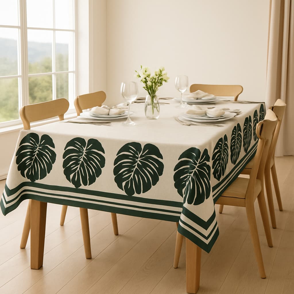 Toalha de Mesa 4 Lugares 1,40 x 1,50 Tecido Linhão Premium Estampa Costela de Adão