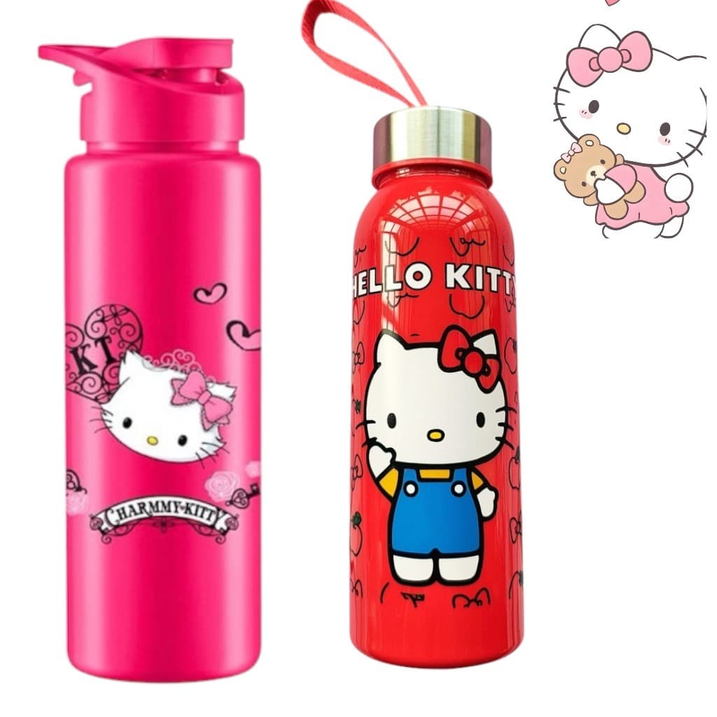 Garrafinha água Garrafa Squeeze 750 ml Hello Kitty Rosa Pink Novidade Escola, Academia