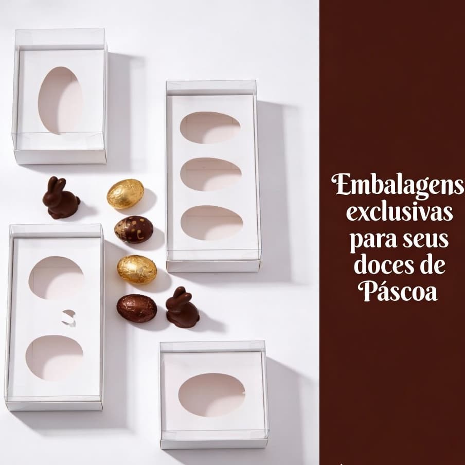 Kit 5un Embalagem para Ovo de Páscoa de Colher | PÁSCOA CHOCOLATE CONFEITARIA EMBALAGEM