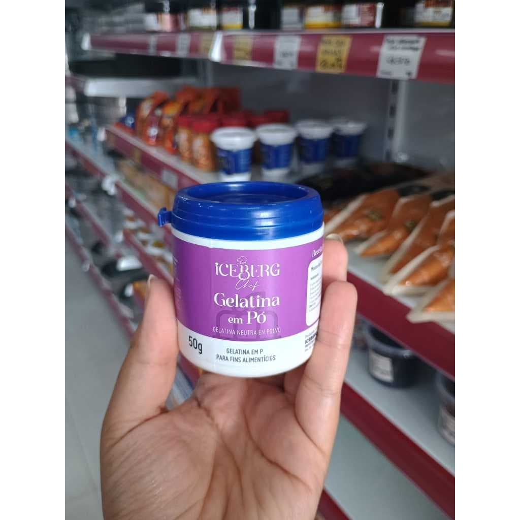 Gelatina em Pó Incolor Iceberg 50g – Estabilizante para Mousses, Recheios, Sobremesas e Confeitaria Profissional