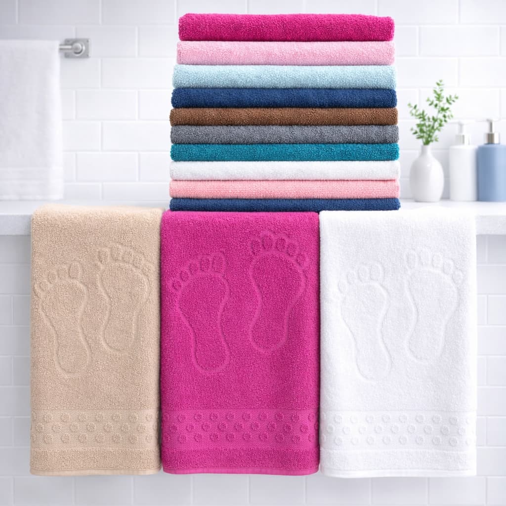 Tapete Atoalhado - Piso P/Banheiro - Pezinho 100% Algodão - Kit C/10 Peças - Cores Sortidas
