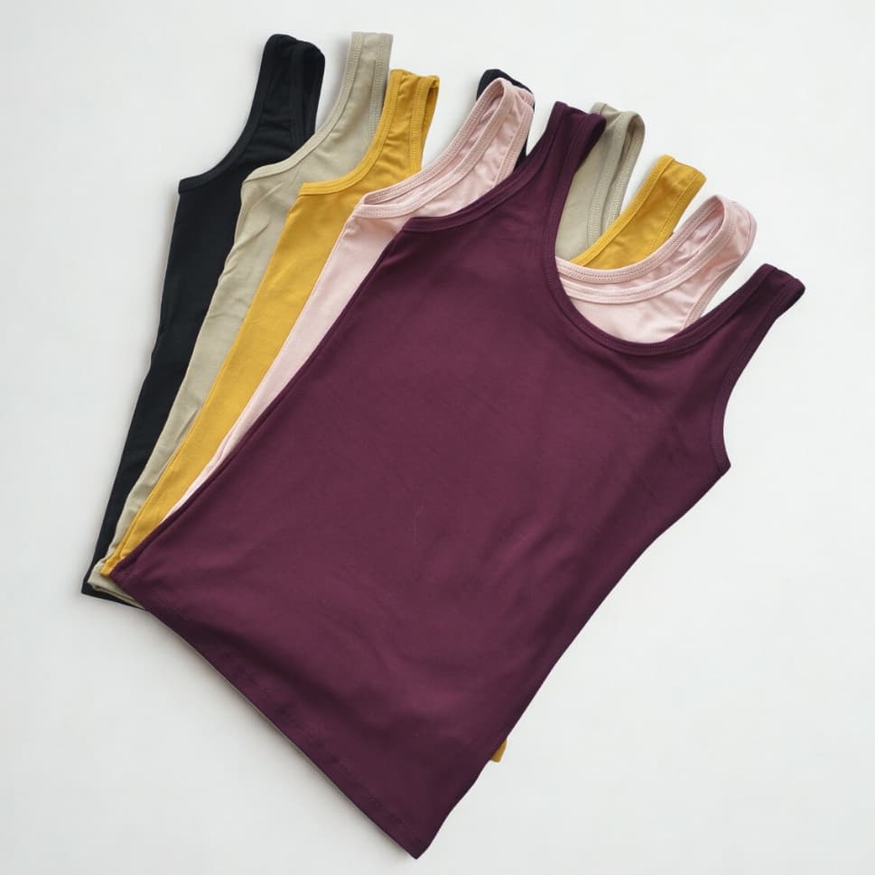 Kit 5 Regata Blusa Feminina Viscolycra Alça Larga PP ao G3 Plus Size