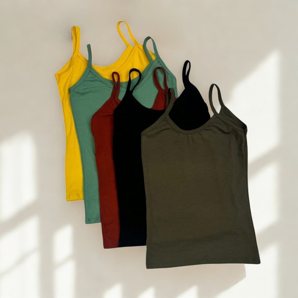 Kit 5 Regata Blusinha Feminina Viscolycra Alça Fina P ao G3