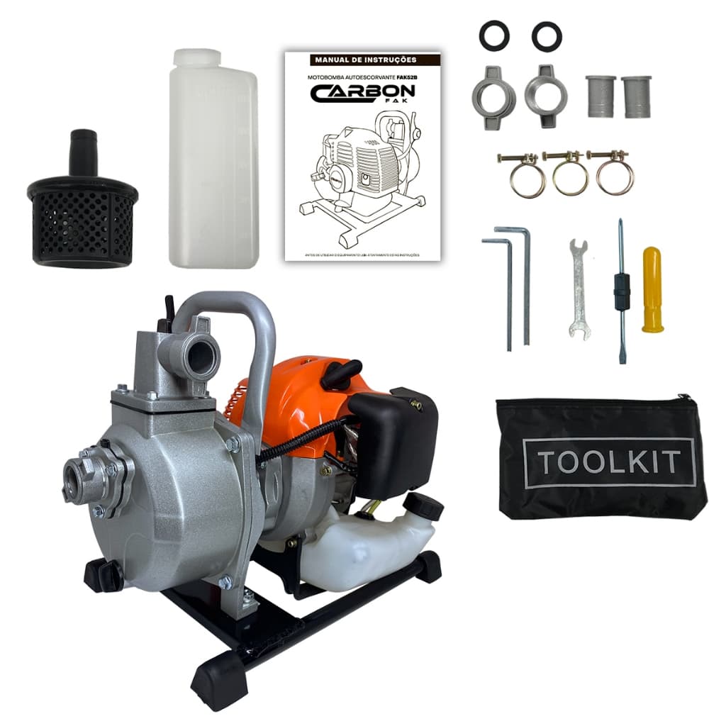 Motobomba Gasolina 1 Polegada 2,5HP 52CC 25MCA 8000L/H FAK52B Carbon FAK
