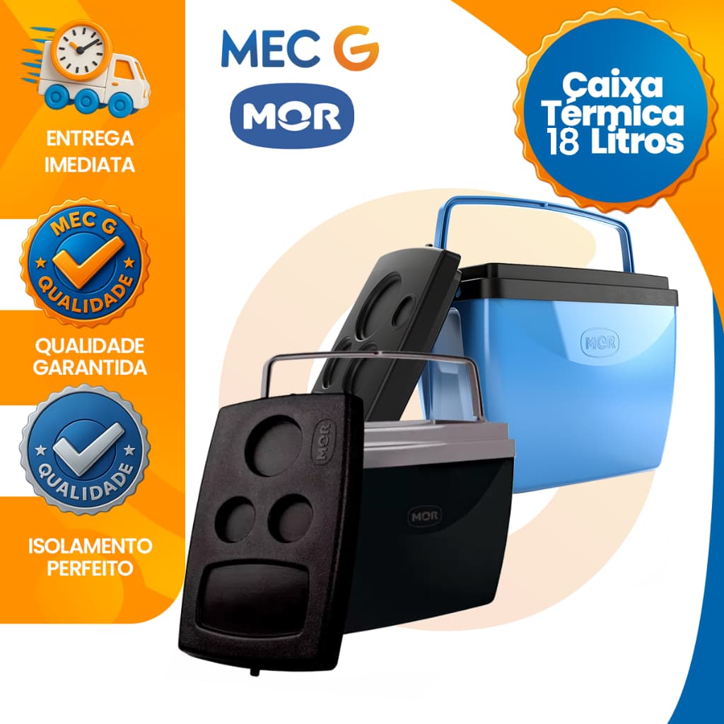 Caixa Térmica Cooler Preto e Azul Com Alça Mor Bebidas Lanches Praia Piscina