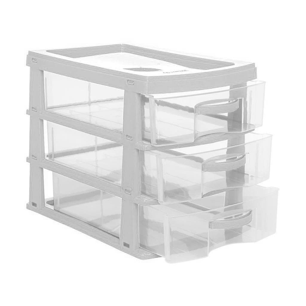 Organizador Gaveteiro De Mesa 3 Gavetas Transparente Plastico Organizador Jaguar Plasticos Original