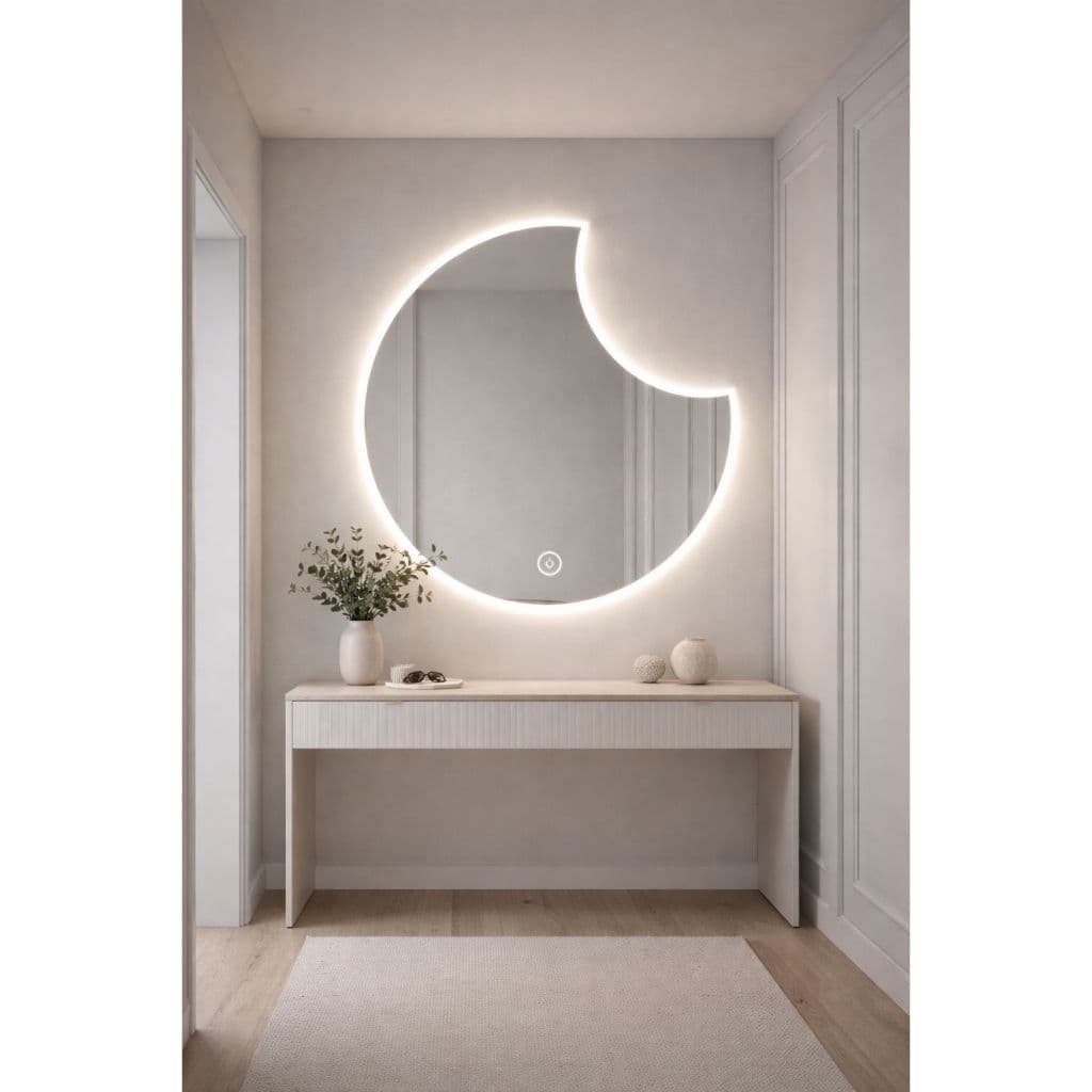 Espelho Lua Orgânico LED touch – Iluminação 3 Cores banheiro sala quarto hall