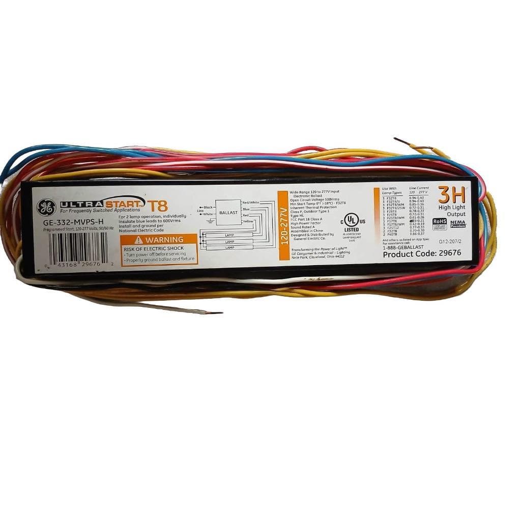 REATOR ELETRÔNICO GE29676 GE332-MVPS-H ULTRA START PARA LÂMPADAS FLUORESCENTES T8 PARTIDA RÁPIDA PROGRAMADA