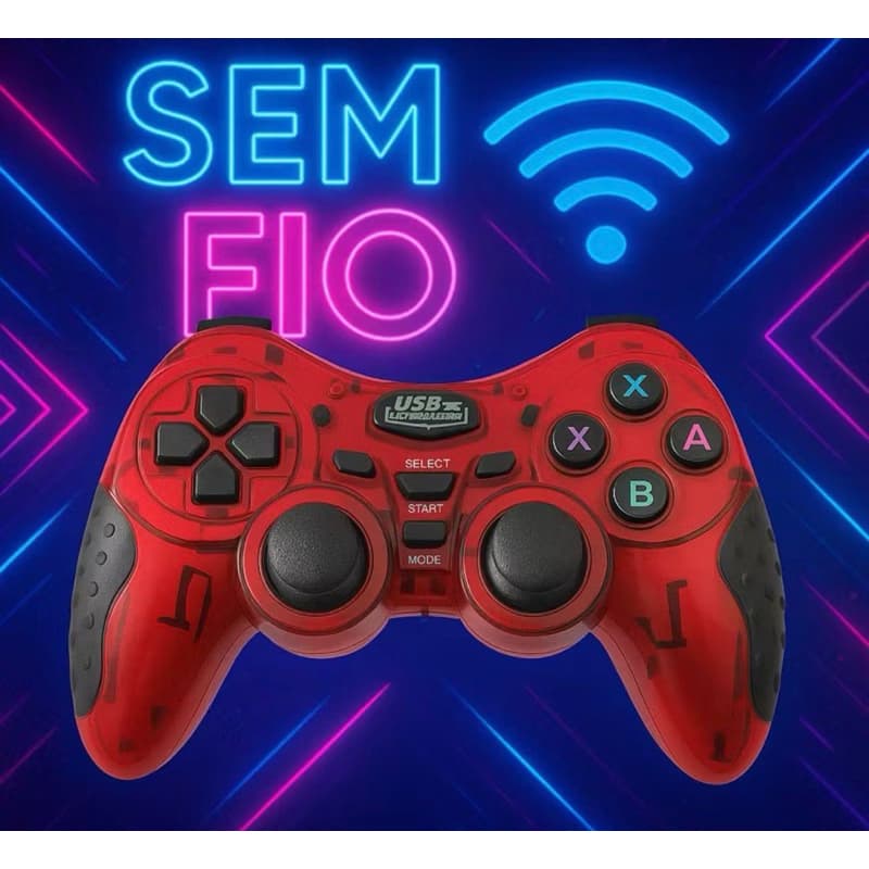 Controle sem fio para PC, Ps3, ps2 Celular Android, Tablete e Box Tv. Smart Tv 6 Em1 Vermelho