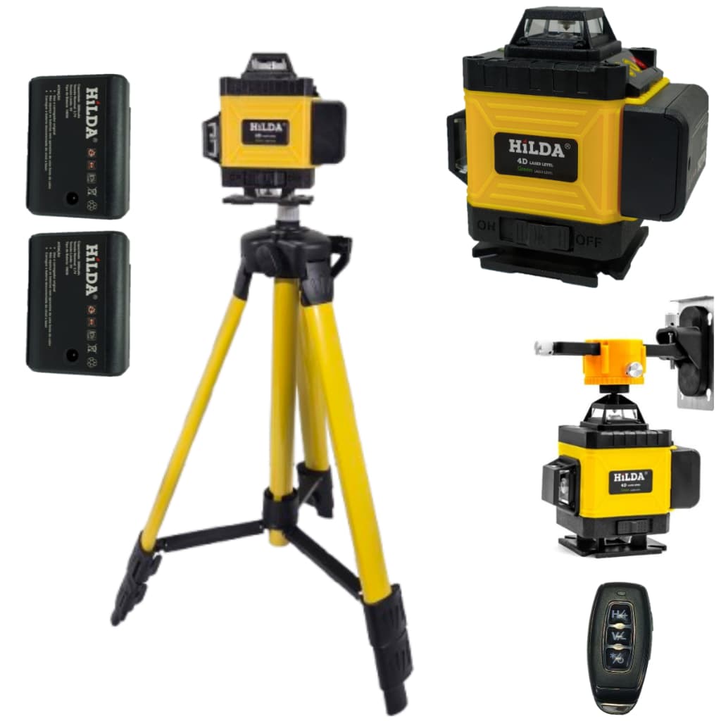 Nível Laser 16 Linhas 4d Hilda Prof. Suporte Tripé 1,2m metal