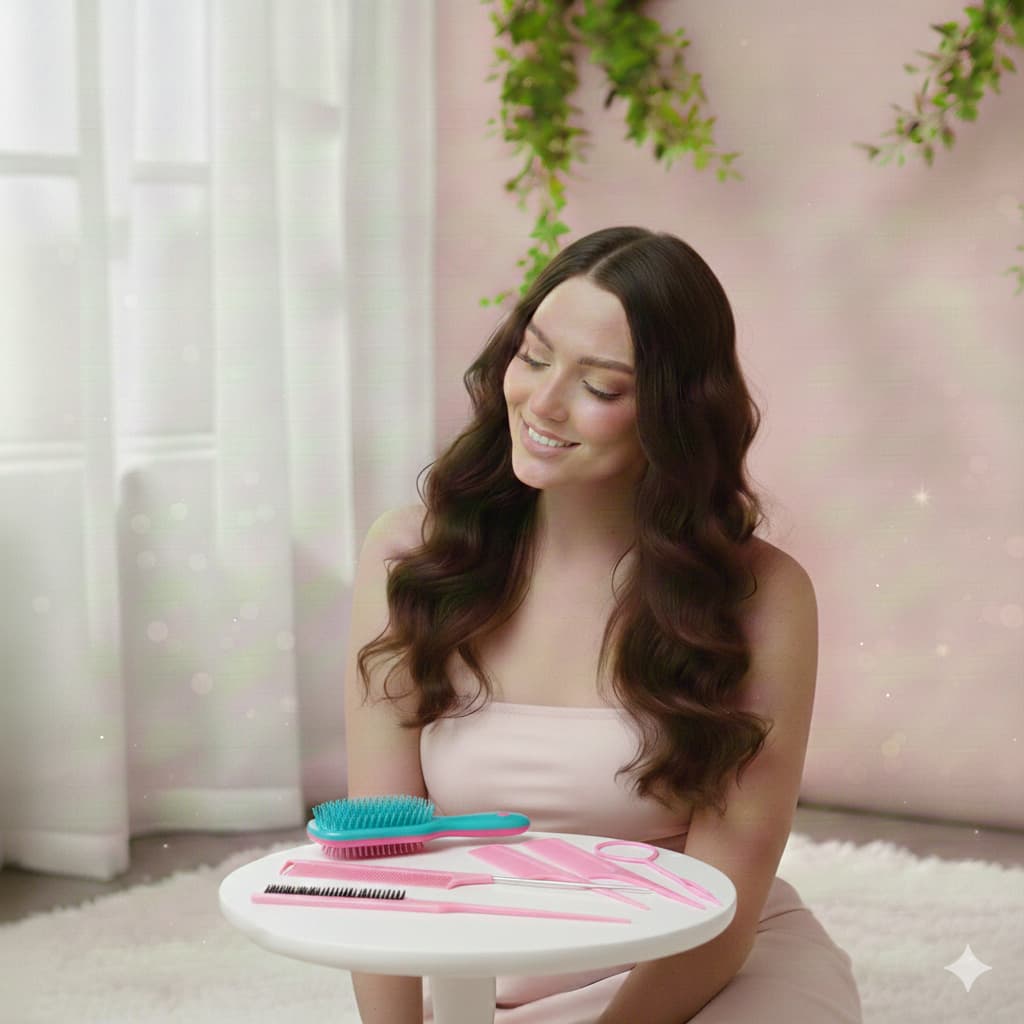 Kit Completo Capilar: Touca de Cetim + Xuxinhas + Pentes Profissionais + Escova Desembaraçadora - Anti-Frizz