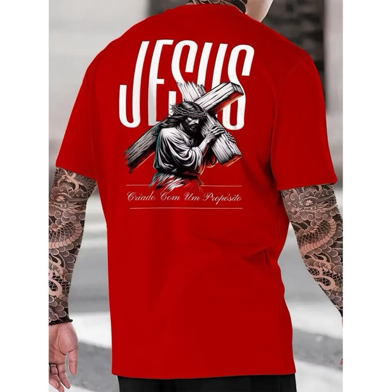 Camiseta Masculina Jesus Streetwear Camisa Básica Algodão Premium