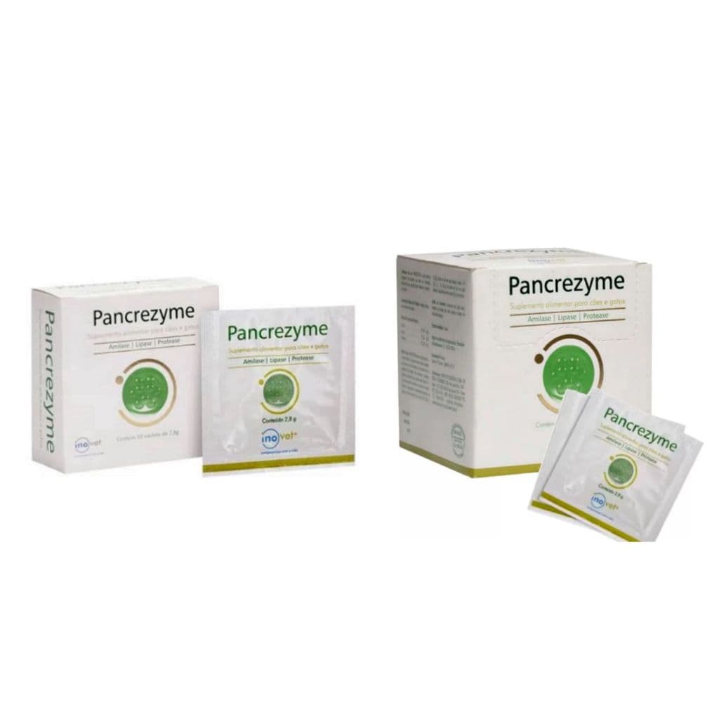 Pancrezyme Inovet Suplemento Digestivo Cães Gatos 10 e 30 Sachês 2,8g