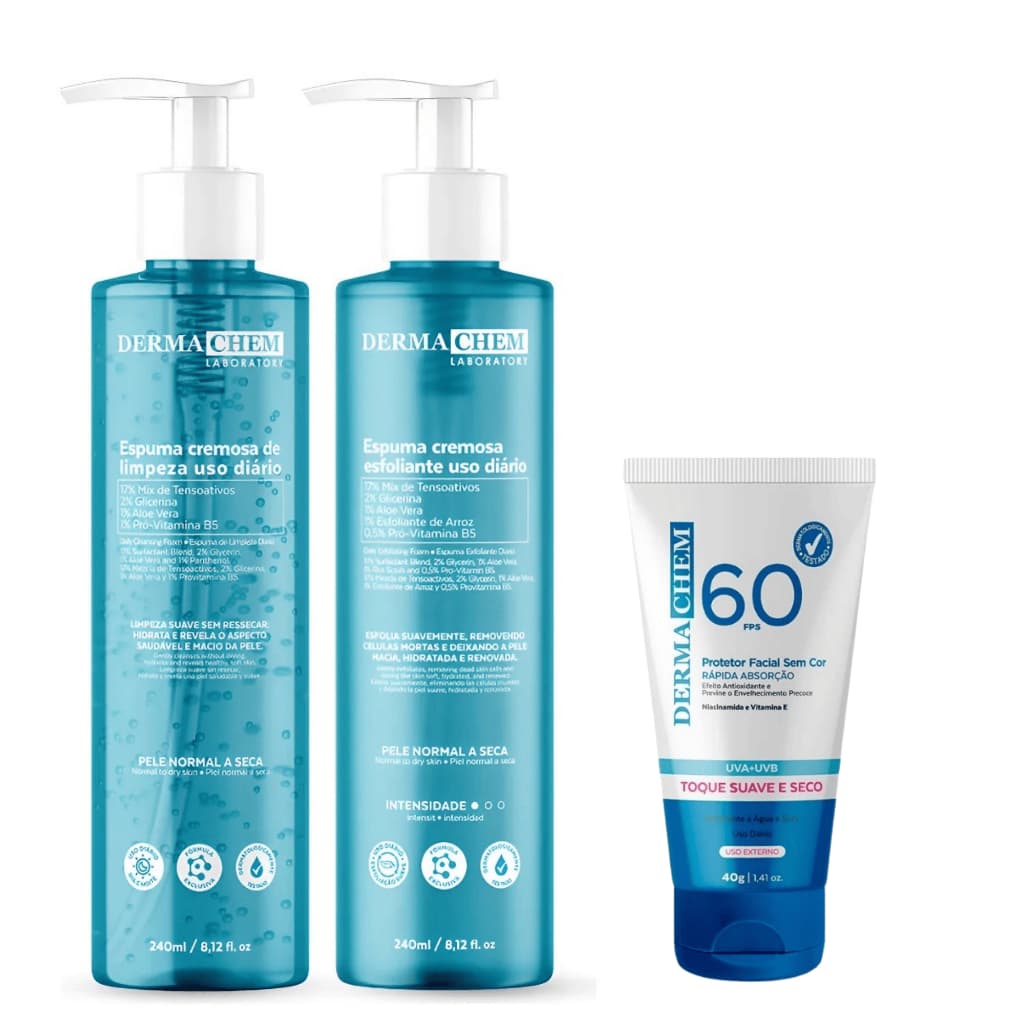 Sabonete Espuma Cremosa Limpeza e Espuma Cremosa Esfoliante Uso Diário Dermachem