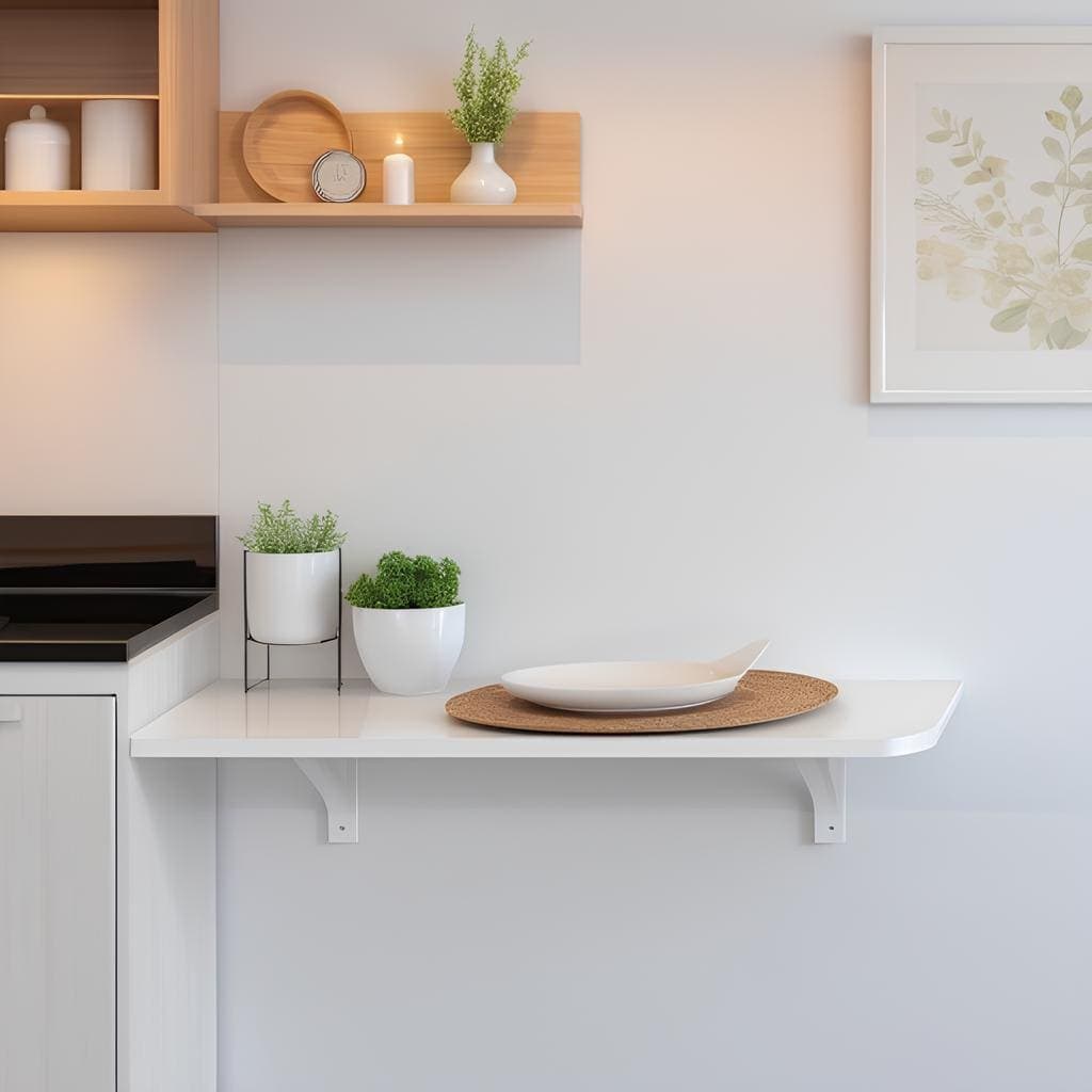 Mesa Dobrável de Parede Retrátil 90x40cm Borda Arredondada para Cozinha Compacta