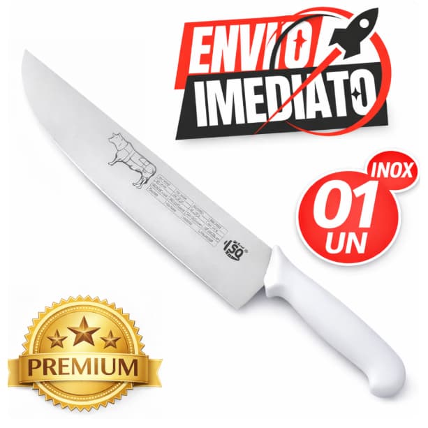 Faca De Carne Top Chef ''10''  Faca Açougueiro Profissional – Aço Inox, Alta Durabilidade!