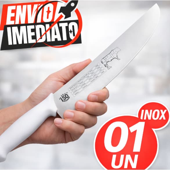 Faca De Carne Top Chef  ''8''  Faca Açougueiro Profissional – Aço Inox, Alta Durabilidade!