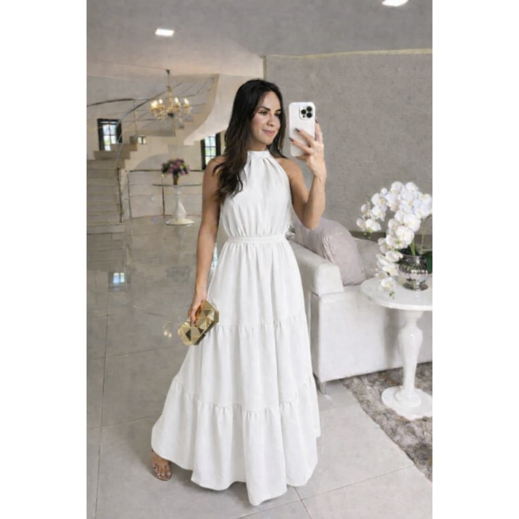 Vestido Longo Antonela Elegante e Cintura Ajustável