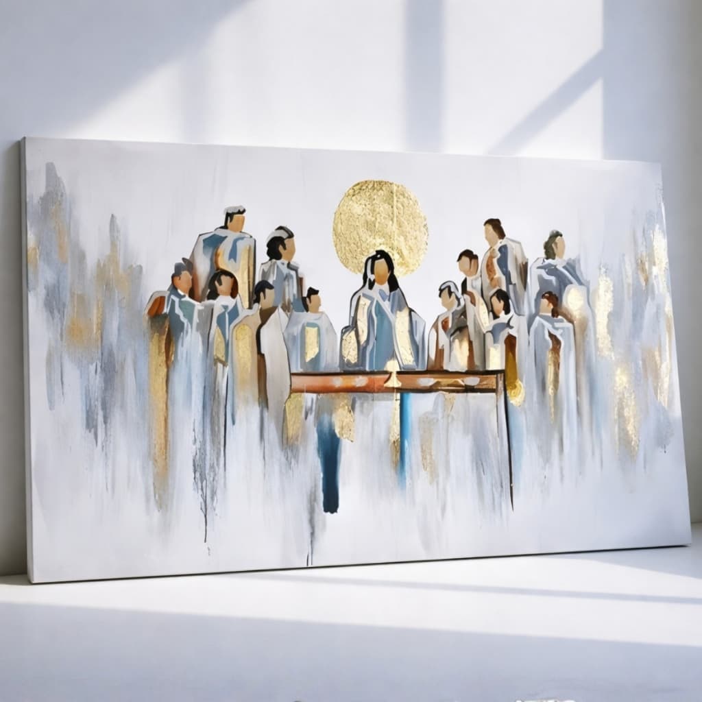 Quadro Decorativo 80x110cm Jesus Última Ceia Religioso Pintura Decoração de Parede Hall Sala MDF