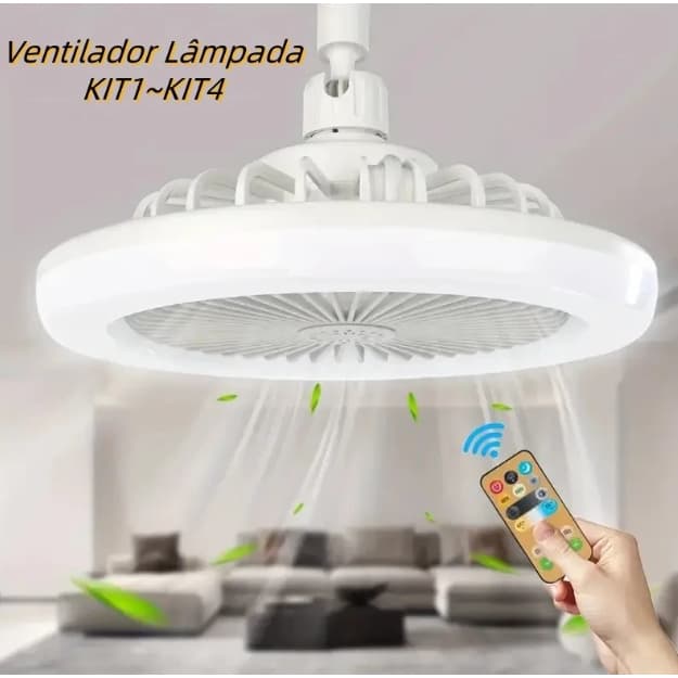Luminária de Teto com Ventilador LED 30W Com Controle Remoto e Baixo Ruído Ajustável