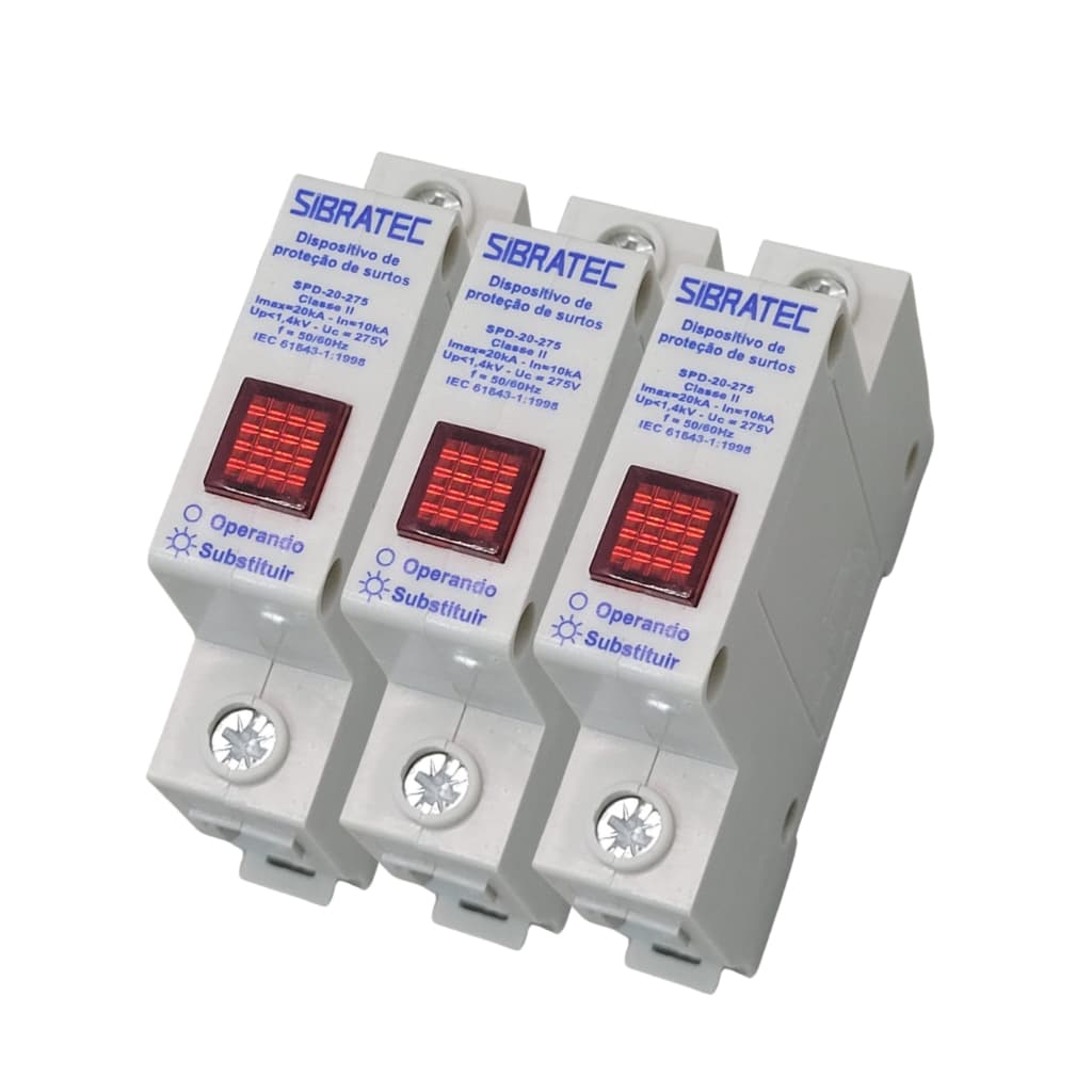 Kit Com 3 Protetor Contra Surtos Dps 20ka 275v Sibratec