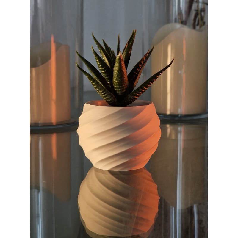 Vaso Decorativo Branco Espiral Moderno para Suculentas e Plantas Pequenas
