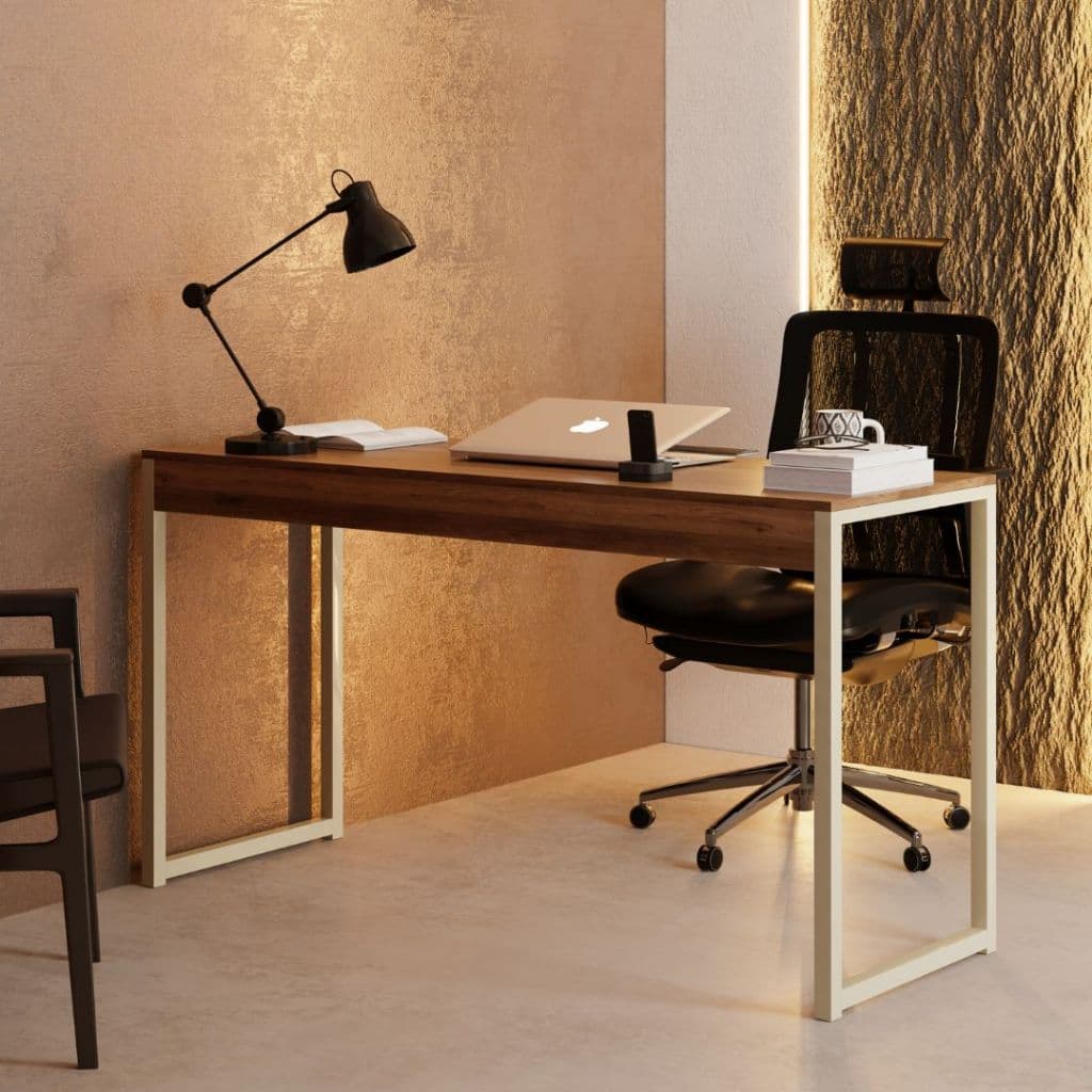 Avaliando Mesa Escrivaninha Industrial Desk 90 Color Pés de Ferro Canela Creme Cota
