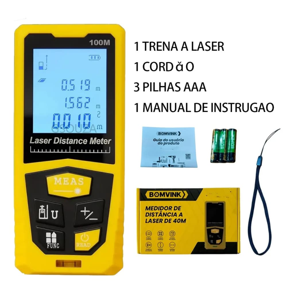 Trena A Laser Digital Medidor De Distancia Profissional 40m BOMVINK