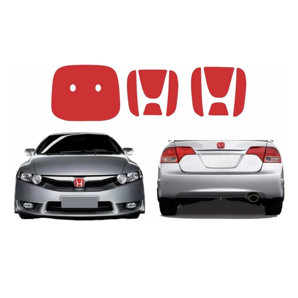 Adesivo Kit Aplique Emblema Vermelho New Civic 06/11