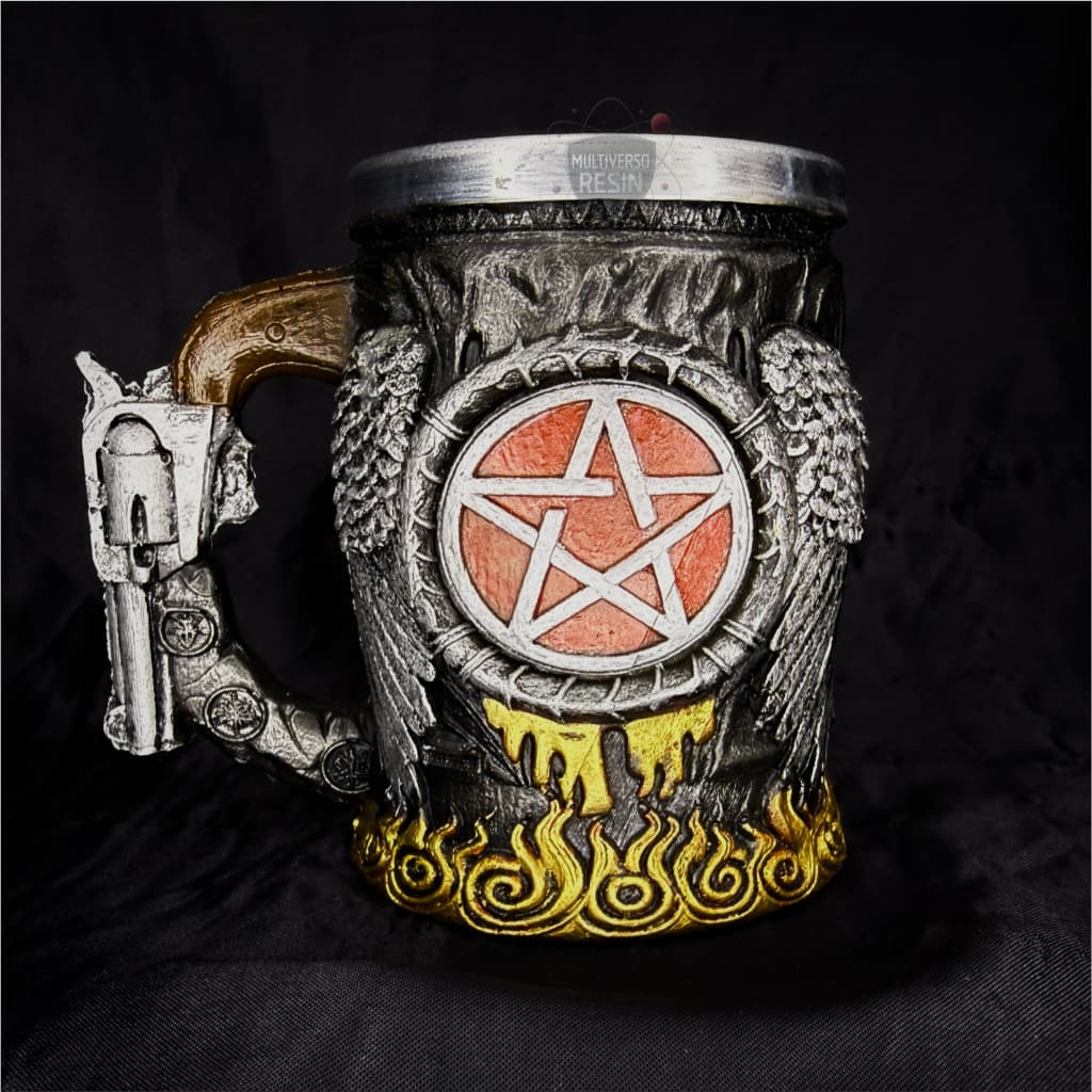 Caneca/Copo Supernatural Winchester Série Opala Pentagrama Sobrenatural 3D Resina