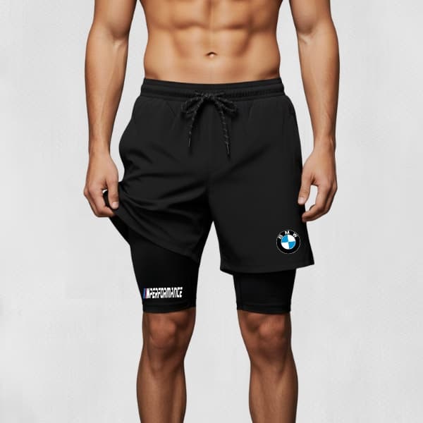 Bermuda De Compressão Dry-fit GDA 2 Em 1 - B.M.W 02 - Corrida Com Suporte Muscular e Liberdade de Movimento