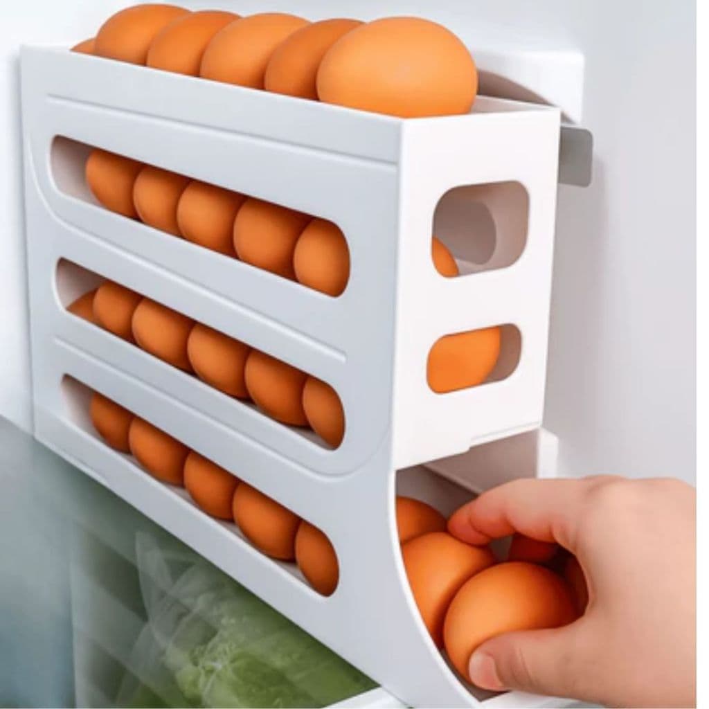 Organizador de Ovos Automático 4 Andares até 30 Ovos | Porta Ovos Rolante para Geladeira