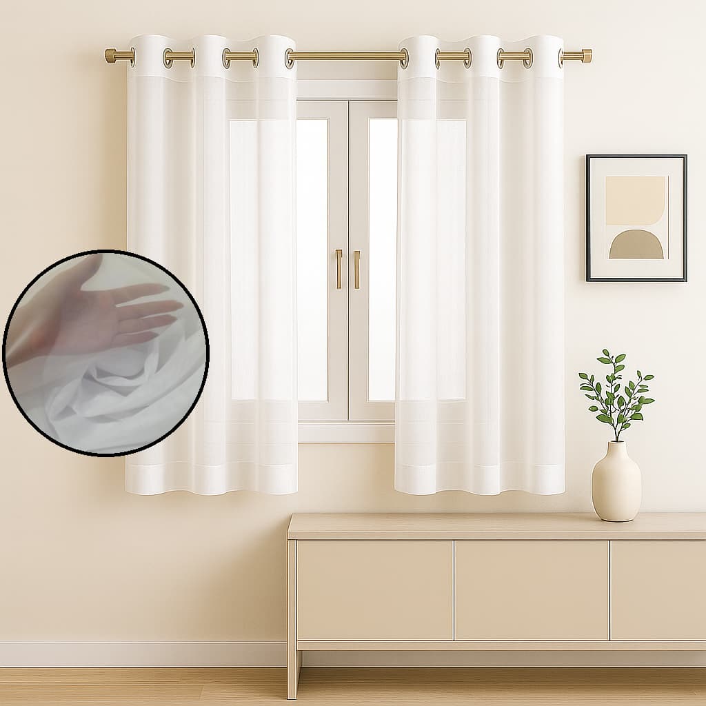 Cortina em Voil Decorativa Lisa 2,00 x 1,40 Janela Quarto Sala Escritório Apartamento Recepção
