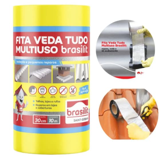 MANTA ASFÁLTICA ADESIVA ALUM. FITA VEDA TUDO MULTIUSO 10CM X 10M
