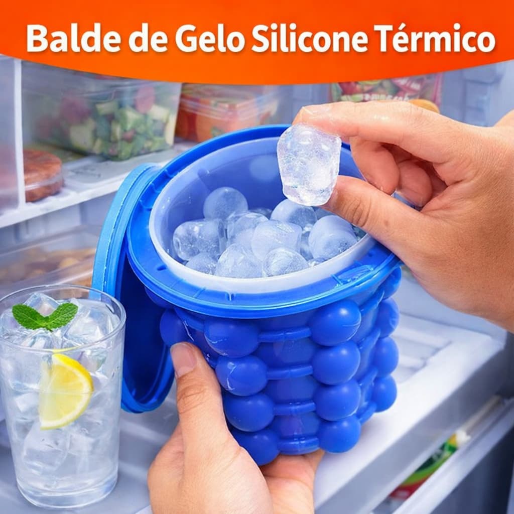 Balde De Gelo Silicone Térmico Capacidade Design Inovador Com Tampa Hermética Prático