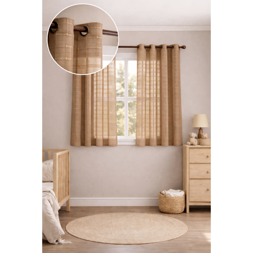 Cortina Voil Xadrez Decorativa Quarto Sala Escritório Apartamento Recepção Janela 2,00 x 1,40