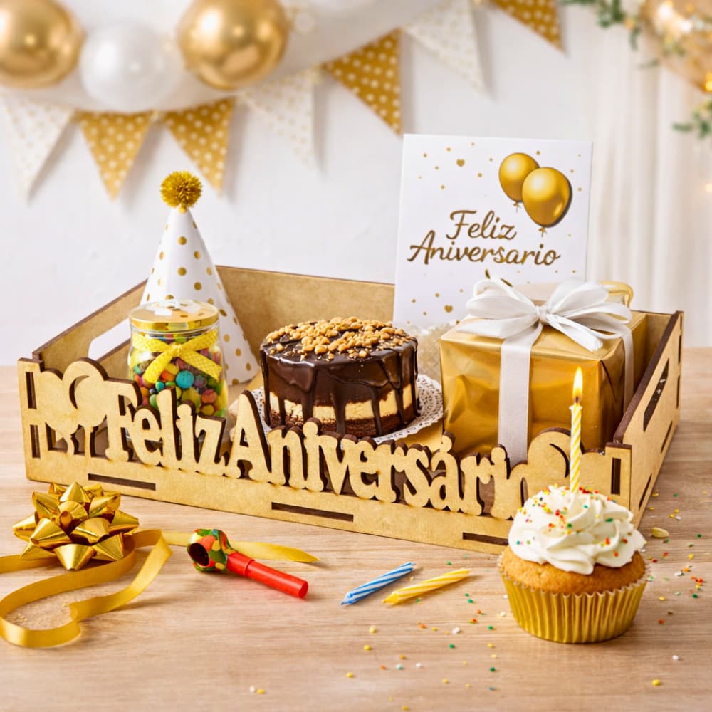 Jogo 15 Caixas em MDF "Feliz Aniversário" para Mesa de Doces Lembrancinhas Presentes M22