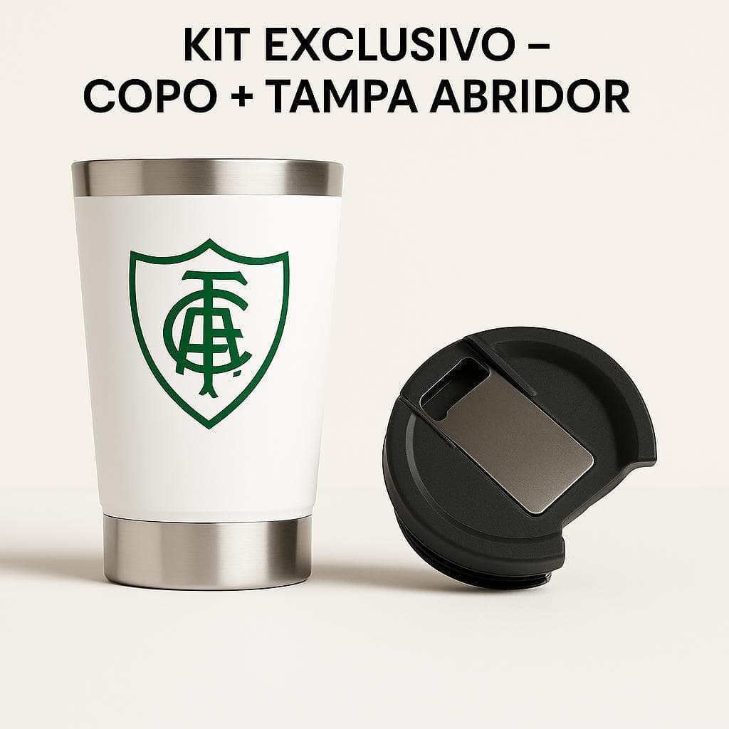 Copo Térmico Aço Inoxidável Time de Futebol com Tampa E Abridor 473ml 16
