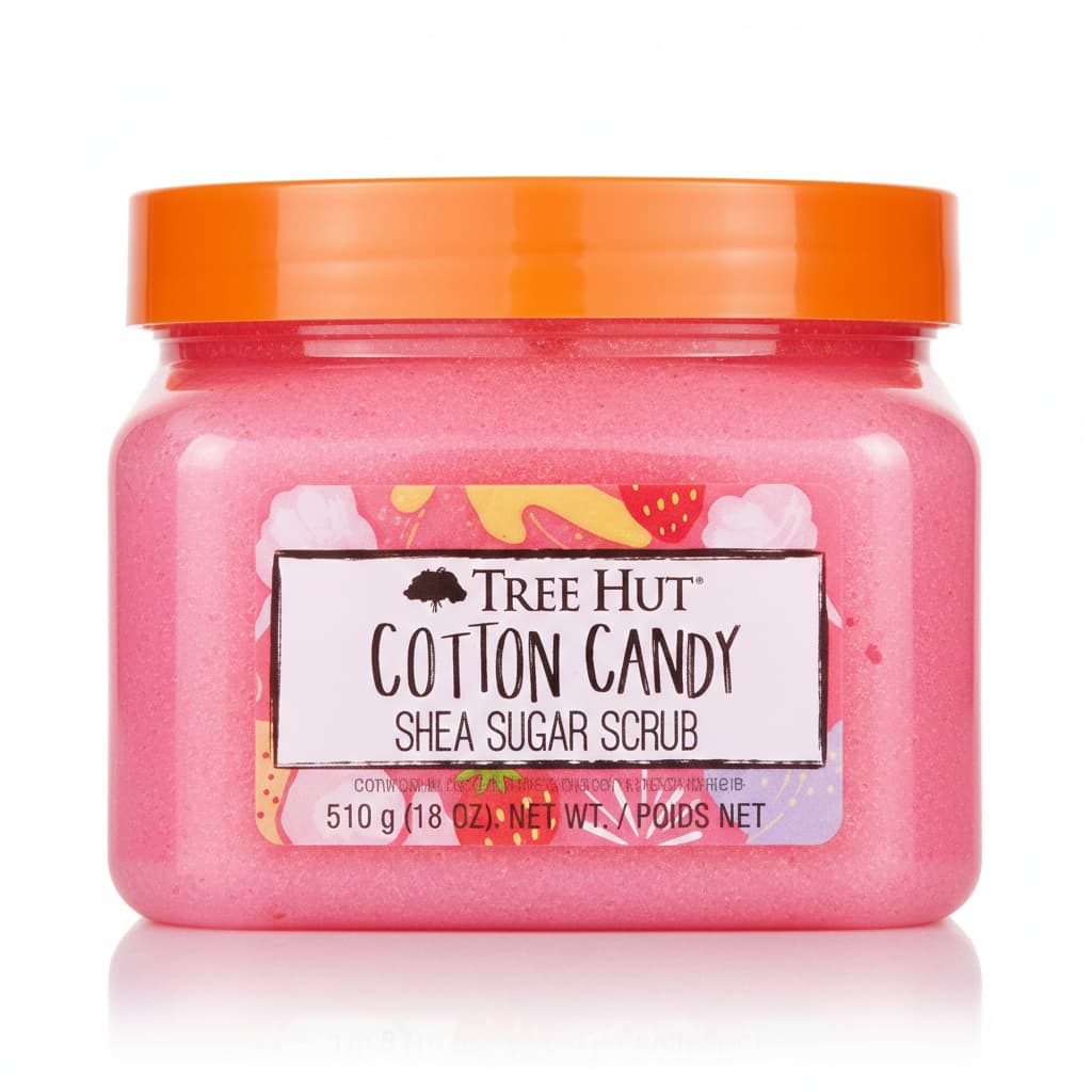 ESFOLIANTE CORPORAL TREE HUT COTTON CANDY SHEA SUGAR SCRUB 510G – PELE RENOVADA, MACIA E PERFUMADA 🍭✨