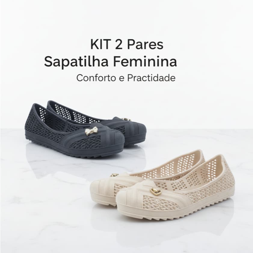 KIT 2 PARES Sapatilha Feminina Sem Cadarço Leve Macia Flexível Confortável Casual 34 ao 39