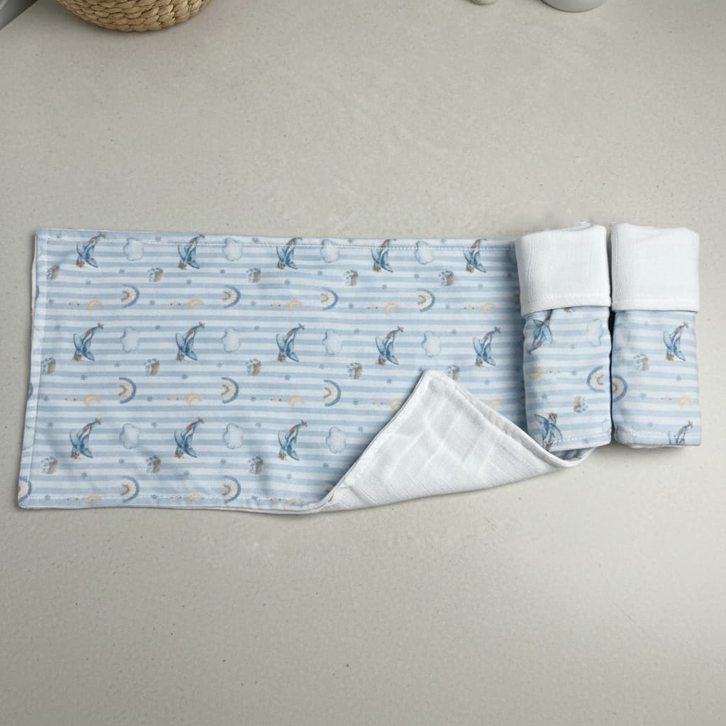 Kit 03 Pano De Boca Bebê Menino Plush Macio Estampado Toalha Confortável Enxoval Luxo Premium
