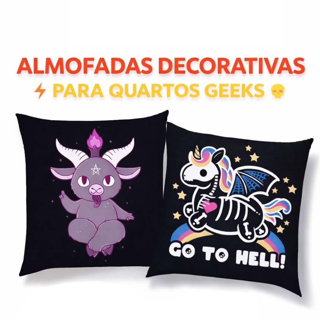 Almofada Decorativa | 30x30 | Baphomet | Go to hell | Almofada fofa | Almofada quadrada