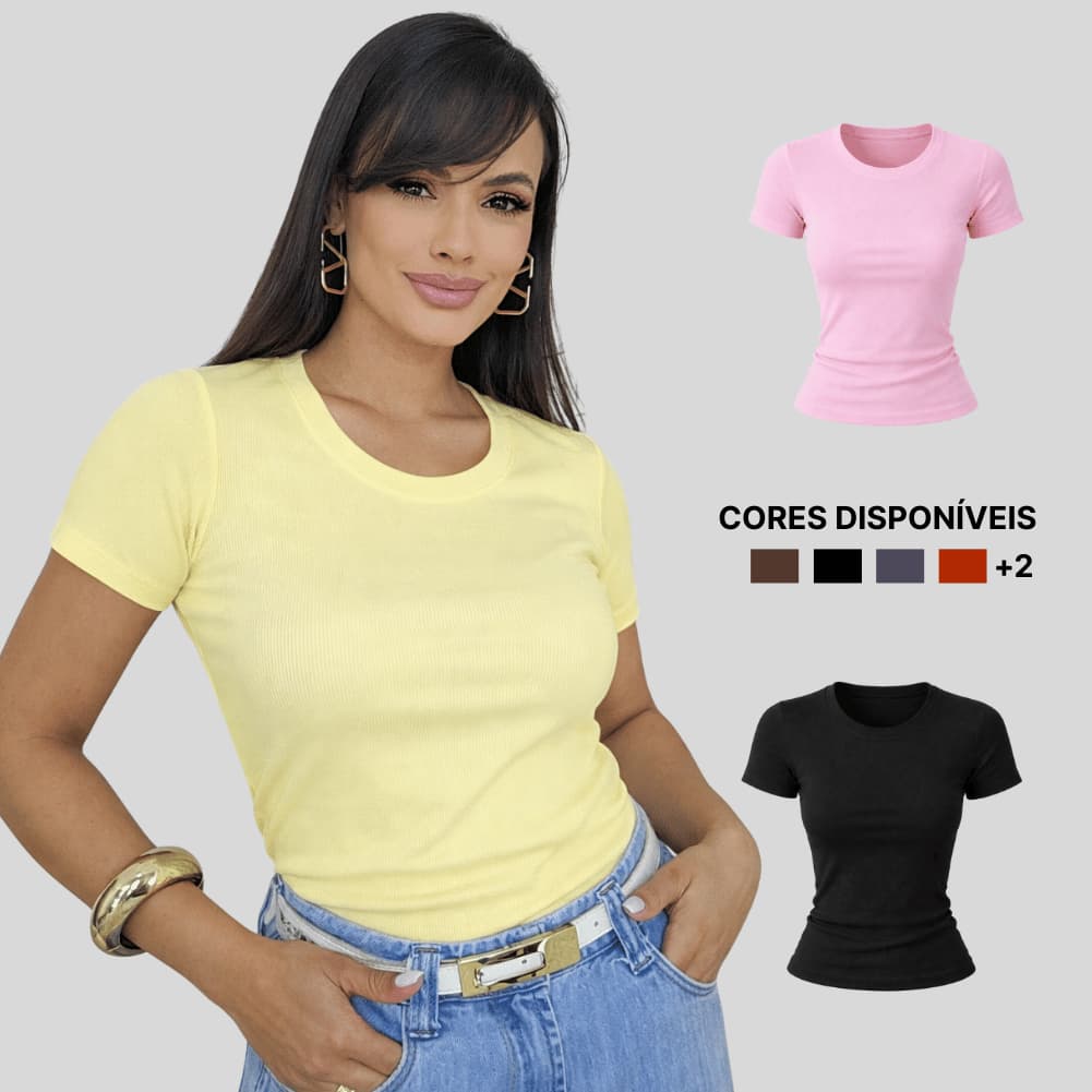 Blusa Feminina Ribana Canelada Básica Confortável Casual Trabalho Passeio Look Gola Alta