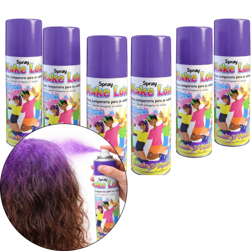 Kit Com 6 Spray De Cabelo Tinta Temporária Make+ Carnaval Violeta